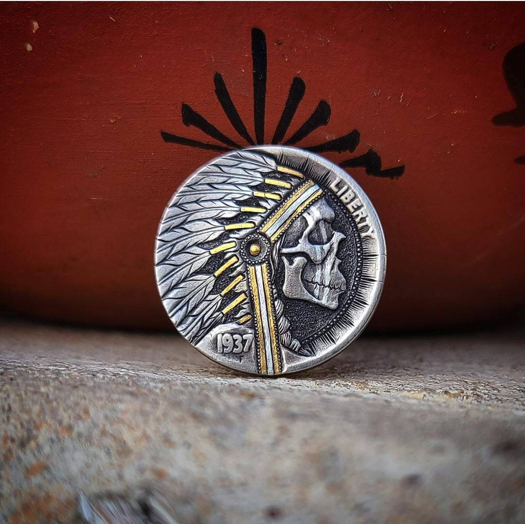 1937 Full Headdress Skull Buffalo Nickel