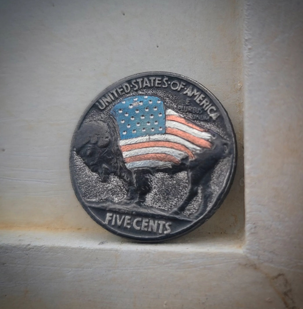 1937 American Flag Buffalo Nickel