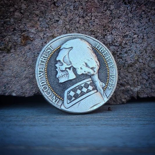 1944 Skull Checker Wartime Nickel