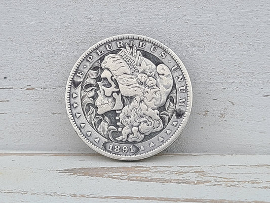 1891 Skull and Filigree Morgan Dollar